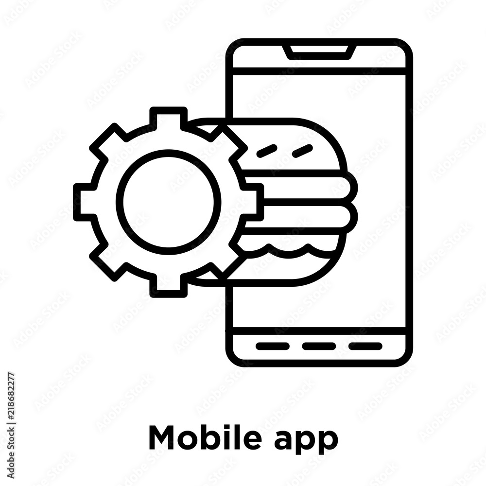Poster mobile app icon vector isolated on white background, mobile app sign , thin line design elements in 