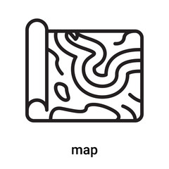 map icon vector isolated on white background, map sign , line or linear symbol and sign design in outline style