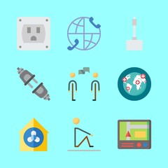 technology vector icons set. worldwide, unplugged, gps and usb in this set