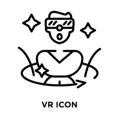 Vr icon vector isolated on white background, Vr sign , line symbol or linear element design in outline style