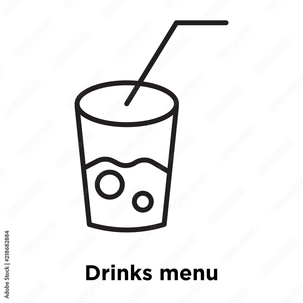 Poster drinks menu icon vector isolated on white background, drinks menu sign , thin line design elements i