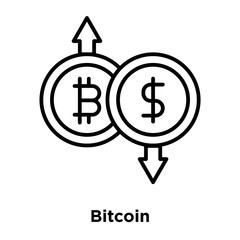 Bitcoin icon vector isolated on white background, Bitcoin sign , thin line design elements in outline style