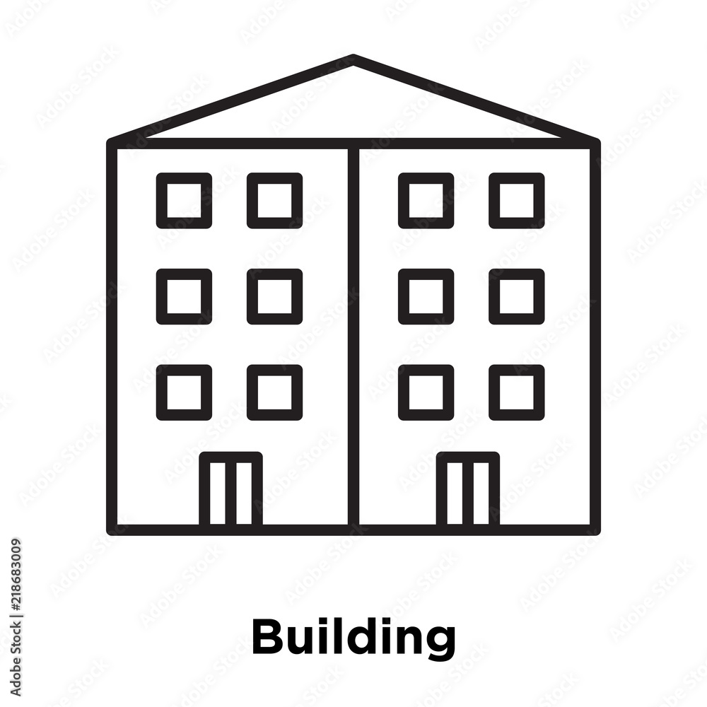 Poster building icon vector isolated on white background, building sign , thin line design elements in outl