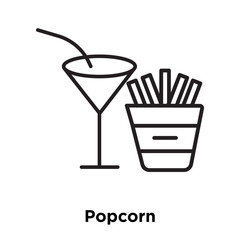 Popcorn icon vector isolated on white background, Popcorn sign , thin line design elements in outline style