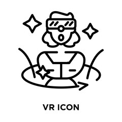 Vr icon vector isolated on white background, Vr sign , line symbol or linear element design in outline style