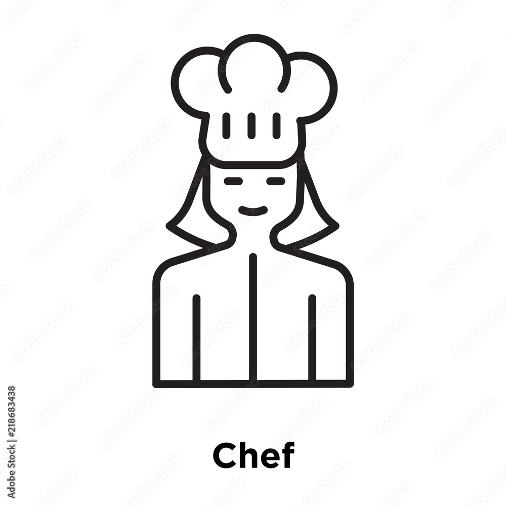 Poster chef icon vector isolated on white background, chef sign , thin line design elements in outline styl