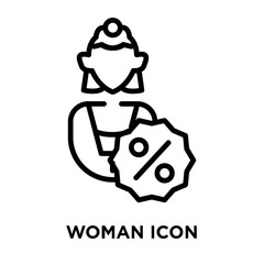 Woman icon vector isolated on white background, Woman sign , line symbol or linear element design in outline style