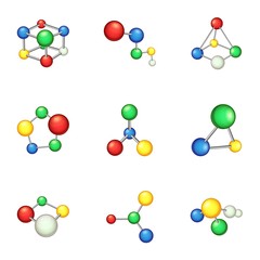 Consist icons set. Cartoon set of 9 consist vector icons for web isolated on white background