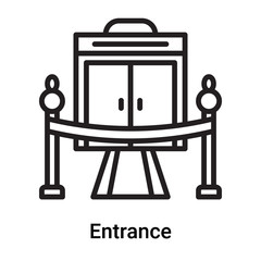 Naklejka premium Entrance icon vector isolated on white background, Entrance sign , line or linear symbol and sign design in outline style