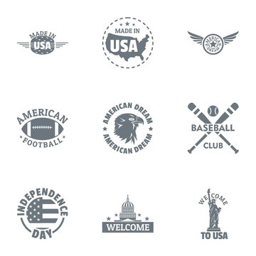 USA baseball logo set. Simple set of 9 usa baseball vector logo for web isolated on white background