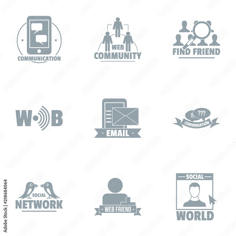 Poster meshwork logo set. simple set of 9 meshwork vector logo for web isolated on white background