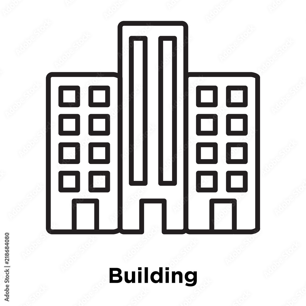 Poster building icon vector isolated on white background, building sign , thin line design elements in outl