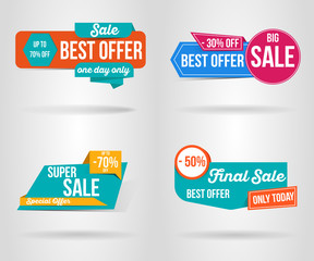 set of Sale banner template design. special offer, end of season , This weekend only. Modern promotion square web poster. vector illustration.