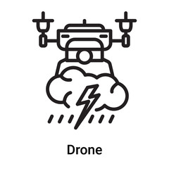 Drone icon vector isolated on white background, Drone sign , line or linear symbol and sign design in outline style