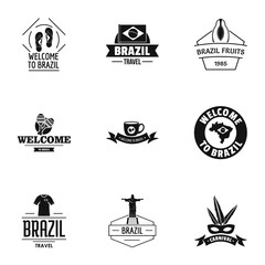 Welcome brazil logo set. Simple set of 9 welcome brazil vector logo for web isolated on white background