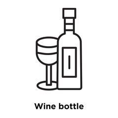Wine bottle icon vector isolated on white background, Wine bottle sign , thin line design elements in outline style