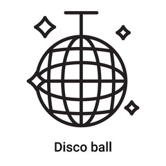 Disco ball icon vector isolated on white background, Disco ball sign , line or linear symbol and sign design in outline style