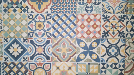 Azulejo Seamless colorful patchwork tile with Islam Arabic Indian ottoman motifs