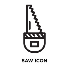 Saw icon vector isolated on white background, Saw sign , line symbol or linear element design in outline style