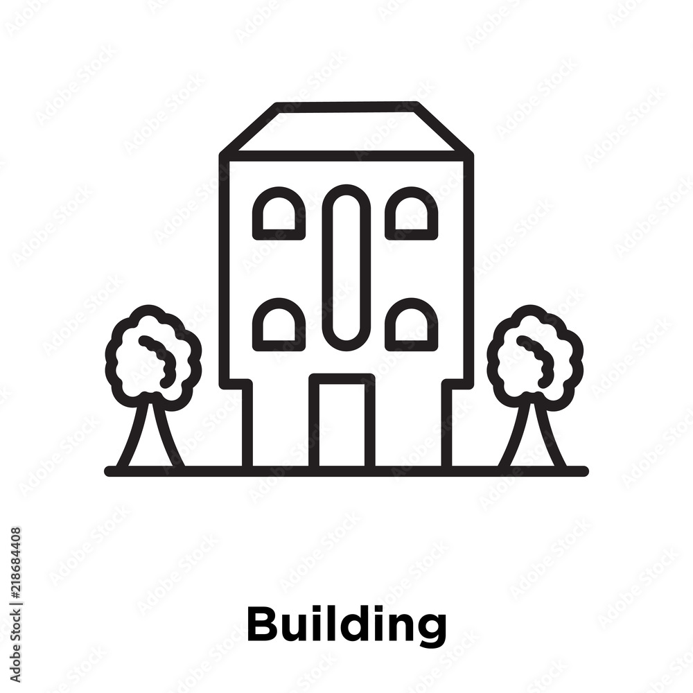 Poster building icon vector isolated on white background, building sign , thin line design elements in outl