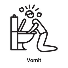 Vomit icon vector isolated on white background, Vomit sign , line or linear symbol and sign design in outline style