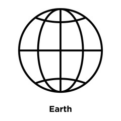 Earth icon vector isolated on white background, Earth sign , thin line design elements in outline style
