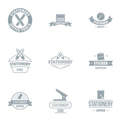 Office tool logo set. Simple set of 9 office tool vector logo for web isolated on white background