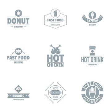 Hot chicken logo set. Simple set of 9 hot chicken vector logo for web isolated on white background