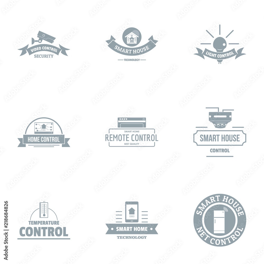 Poster control element logo set. simple set of 9 control element vector logo for web isolated on white back