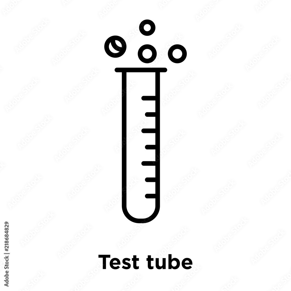 Poster Test tube icon vector isolated on white background, Test tube sign , thin line design elements in outline style