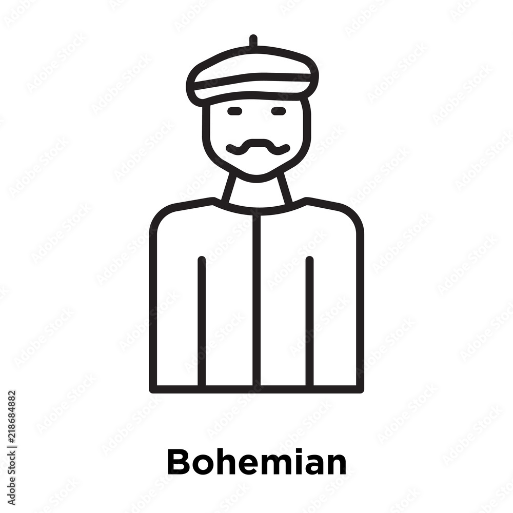 Poster bohemian icon vector isolated on white background, bohemian sign , thin line design elements in outl