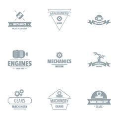 Gearing logo set. Simple set of 9 gearing vector logo for web isolated on white background