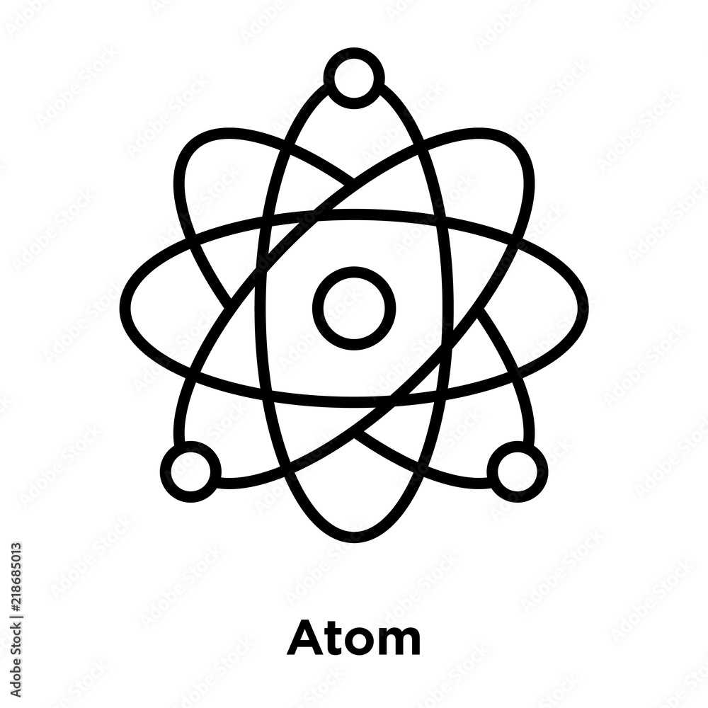 Wall mural Atom icon vector isolated on white background, Atom sign , thin line design elements in outline style - Wall murals