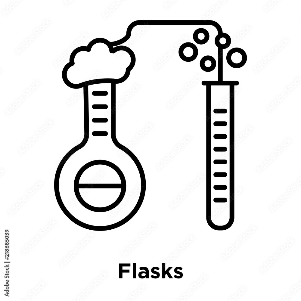 Poster flasks icon vector isolated on white background, flasks sign , thin line design elements in outline 