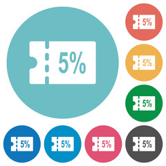 5 percent discount coupon flat round icons
