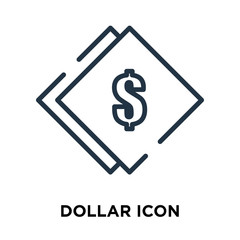 Dollar icon vector isolated on white background, Dollar sign , line symbol or linear element design in outline style
