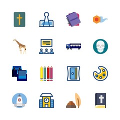 education icons set. anatomy, female, board and planet graphic works