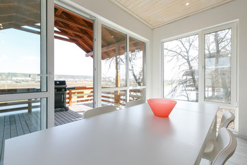cottage interior living room, minimalistic design