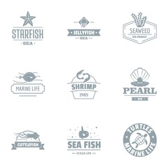 Starfish logo set. Simple set of 9 starfish vector logo for web isolated on white background