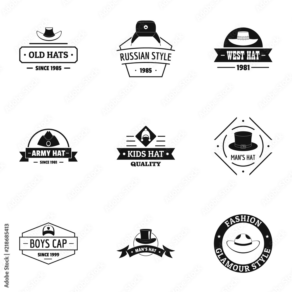 Poster national style logo set. simple set of 9 national style vector logo for web isolated on white backgr