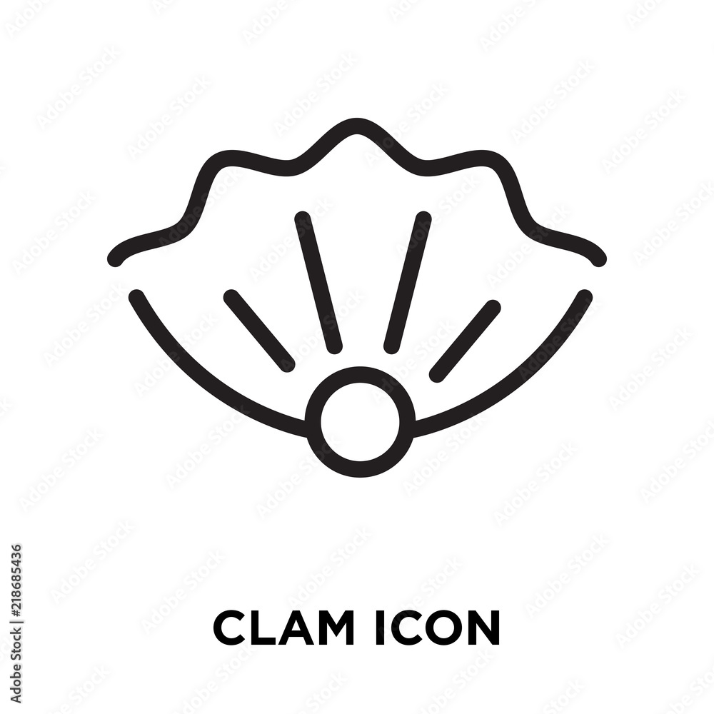 Poster clam icon vector isolated on white background, clam sign , line symbol or linear element design in o