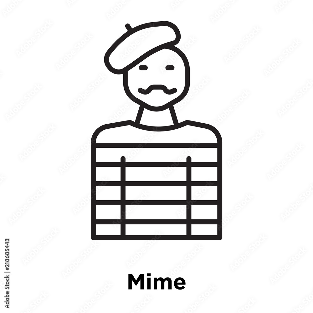 Poster mime icon vector isolated on white background, mime sign , thin line design elements in outline styl