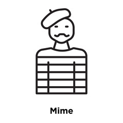 Mime icon vector isolated on white background, Mime sign , thin line design elements in outline style