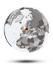 Germany on political globe isolated