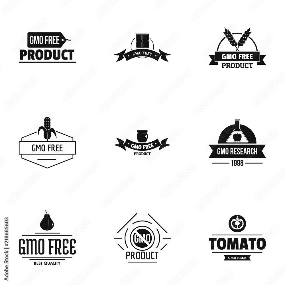 Poster gmo clean logo set. simple set of 9 gmo clean vector logo for web isolated on white background