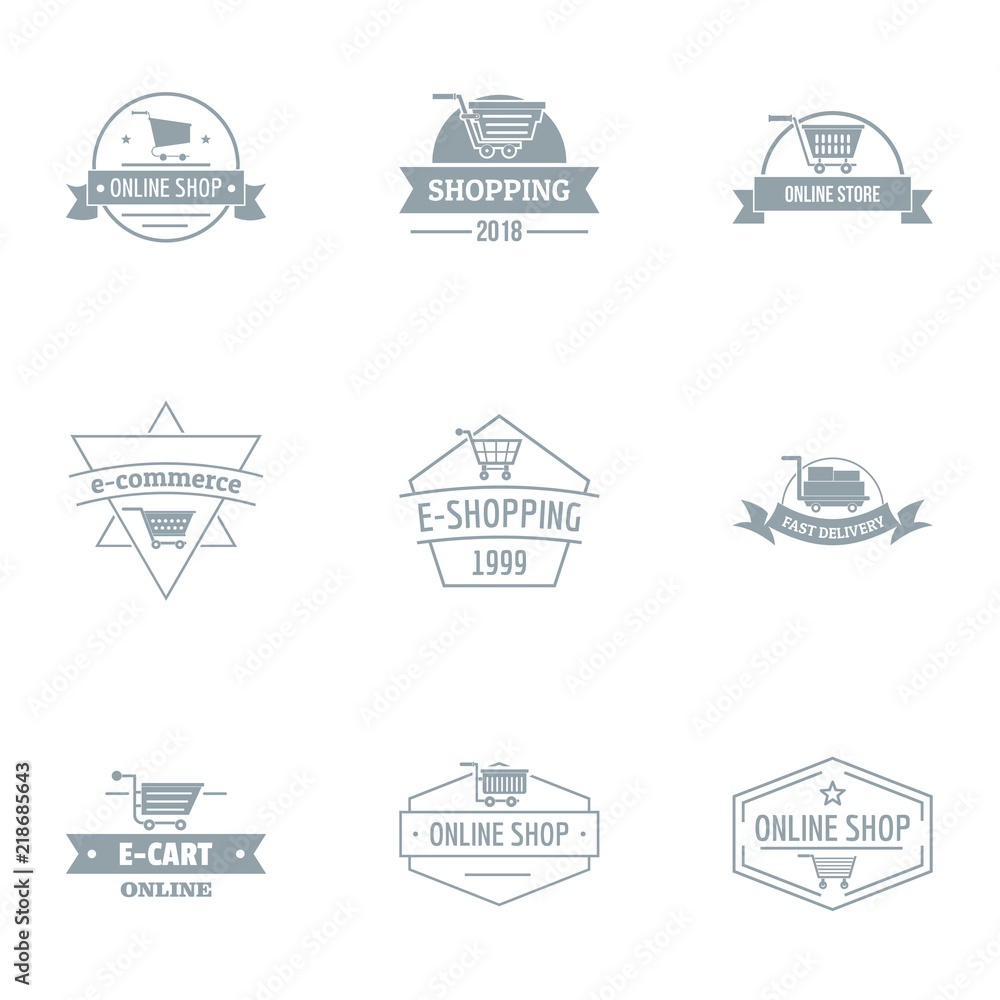 Poster shopping cart logo set. simple set of 9 shopping cart vector logo for web isolated on white backgrou