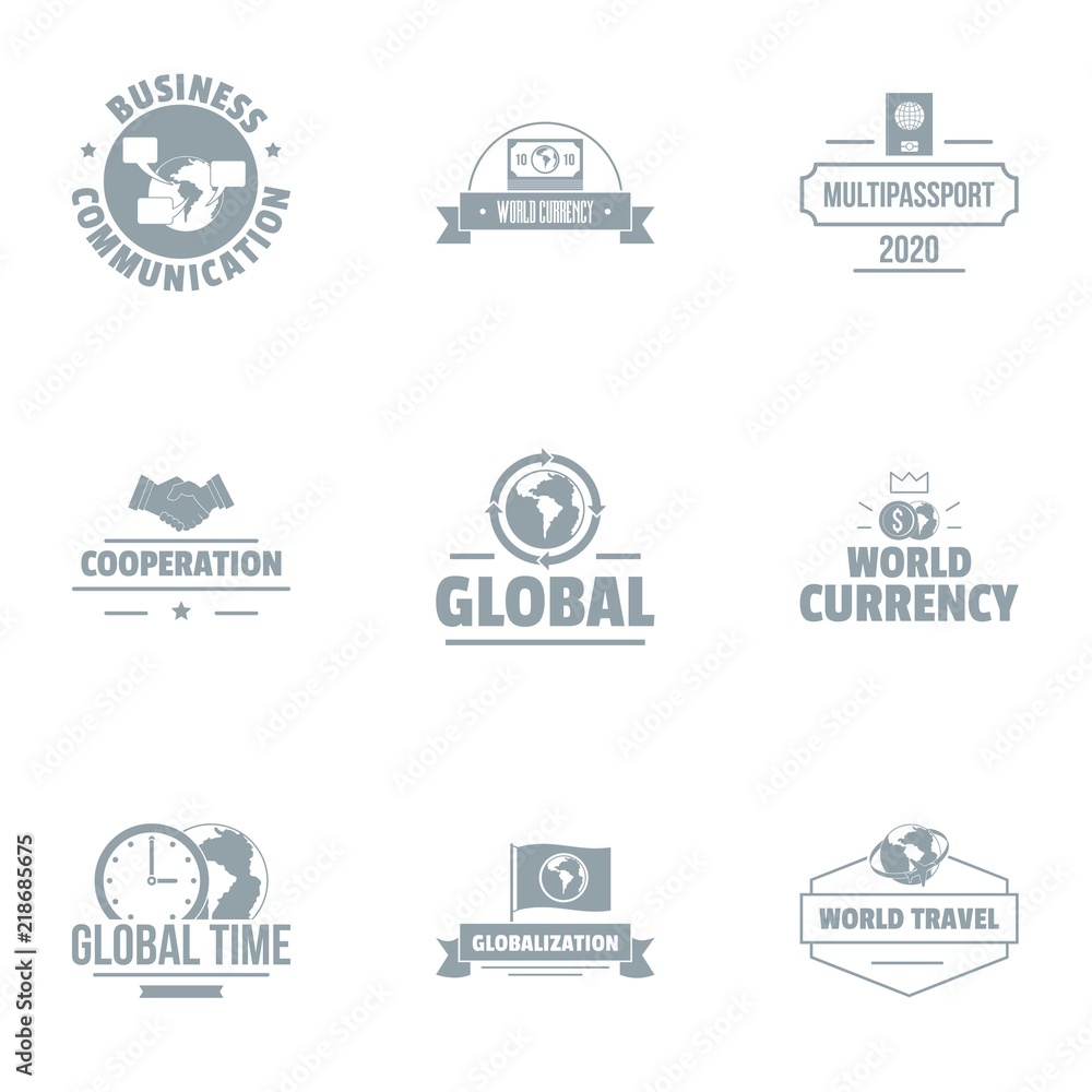 Poster global time logo set. simple set of 9 global time vector logo for web isolated on white background
