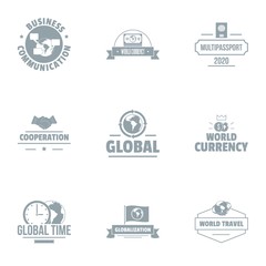 Fototapeta na wymiar Global time logo set. Simple set of 9 global time vector logo for web isolated on white background
