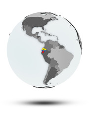 Obraz premium Ecuador on political globe isolated