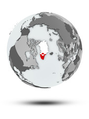 Greenland on political globe isolated